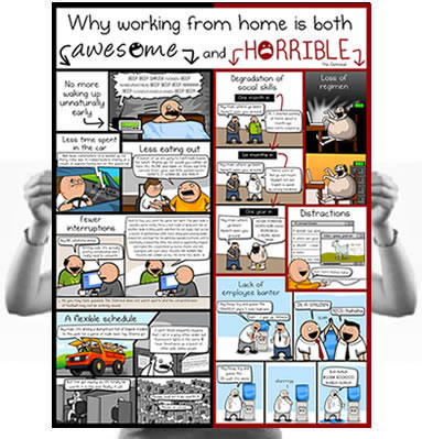 Why working from home is both horrible and awesome poster